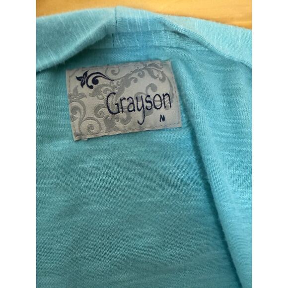 GRAYSON Short Sleeved Cardigan/Tee. Blue/Aqua. Size: M - Picture 3 of 5